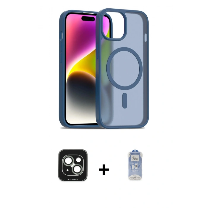 MARSİLYAN™- iPhone 15 Kılıf Siluet Minimal Prime - Siyah Joko Magic 5D Cam + PVD Metal Kamera Lens - YL