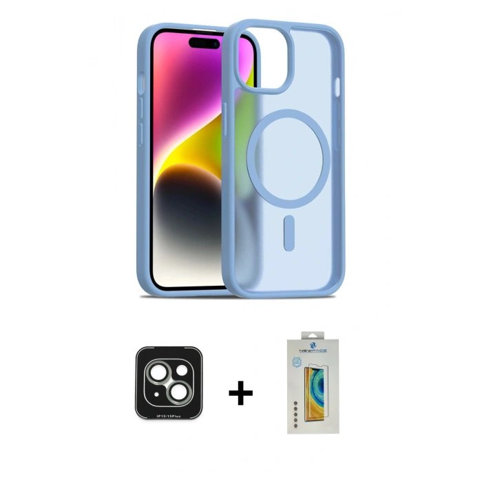 MARSİLYAN™- iPhone 15 Kılıf Siluet Minimal Prime - Siyah Polymer Nano Ekran Koruyucu + PVD Metal Kamera Lens - YL