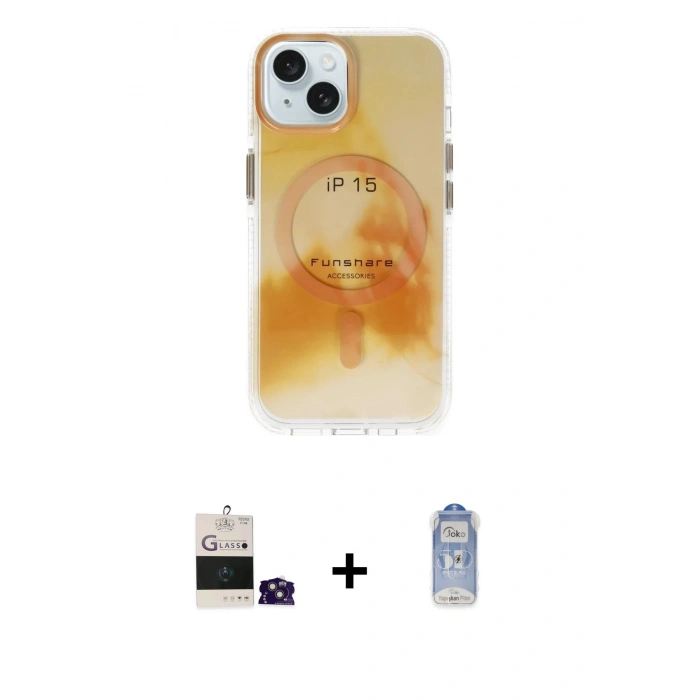 MARSİLYAN™- iPhone 15 Kılıf Ufuk Doku Prime - Siyah Joko Magic 5D Cam + Bilvis Titan Kamera Lens - PE