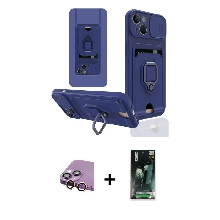 MARSİLYAN™- iPhone 15 Kılıf Vadi Form Prime - Şeffaf 360 Full Body Arka Koruyucu + Raze Metal Kamera Lens - PE