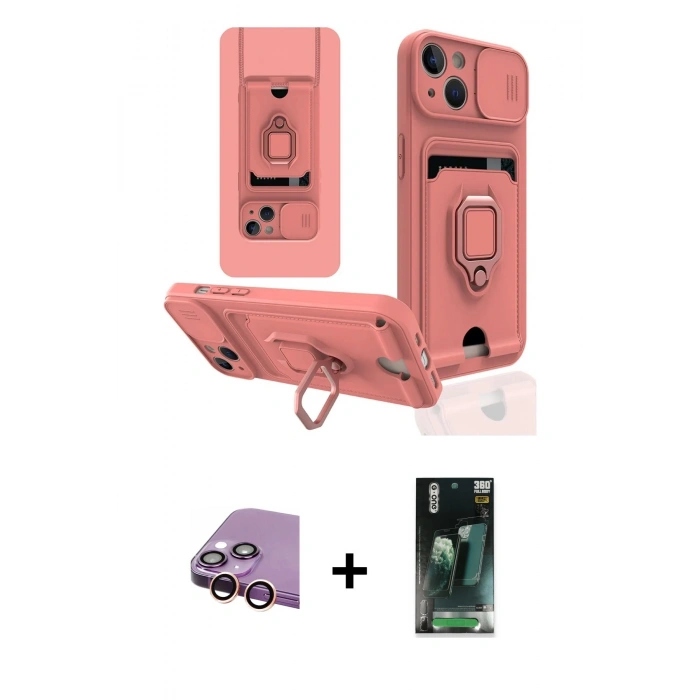 MARSİLYAN™- iPhone 15 Kılıf Vadi Form Prime - Şeffaf 360 Full Body Arka Koruyucu + Raze Metal Kamera Lens - PE