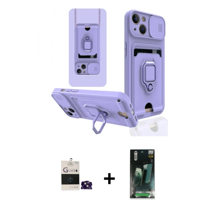 MARSİLYAN™- iPhone 15 Kılıf Vadi Form Prime - Siyah 360 Mat Full Body Arka Koruyucu + Bilvis Titan Kamera Lens - PE