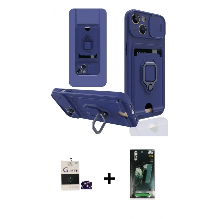 MARSİLYAN™- iPhone 15 Kılıf Vadi Form Prime - Siyah 360 Mat Full Body Arka Koruyucu + Bilvis Titan Kamera Lens - PE