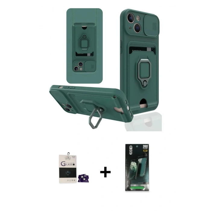 MARSİLYAN™- iPhone 15 Kılıf Vadi Form Prime - Siyah 360 Mat Full Body Arka Koruyucu + Bilvis Titan Kamera Lens - PE