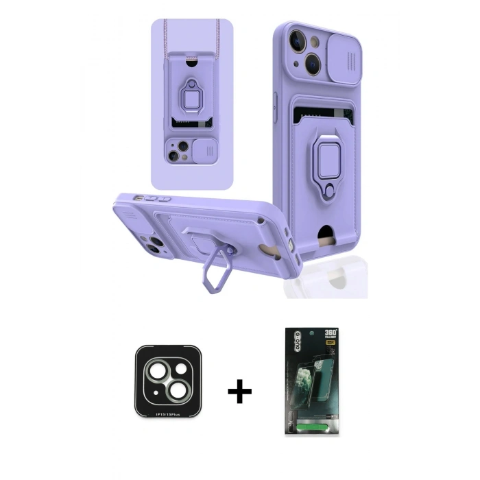 MARSİLYAN™- iPhone 15 Kılıf Vadi Form Prime - Siyah 360 Mat Full Body Arka Koruyucu + PVD Metal Kamera Lens - YL