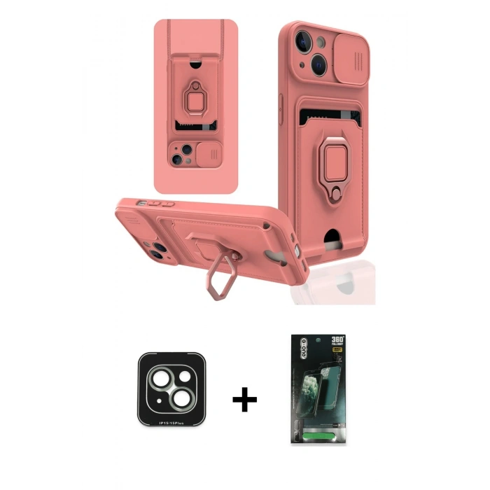 MARSİLYAN™- iPhone 15 Kılıf Vadi Form Prime - Siyah 360 Mat Full Body Arka Koruyucu + PVD Metal Kamera Lens - YL