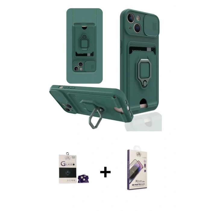 MARSİLYAN™- iPhone 15 Kılıf Vadi Form Prime - Siyah Bilvis 3D Mat Cam Ekran Koruyucu + Bilvis Titan Kamera Lens - YL