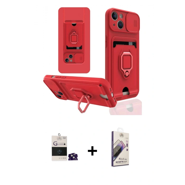 MARSİLYAN™- iPhone 15 Kılıf Vadi Form Prime - Siyah Bilvis 3D Mat Cam Ekran Koruyucu + Bilvis Titan Kamera Lens - YL