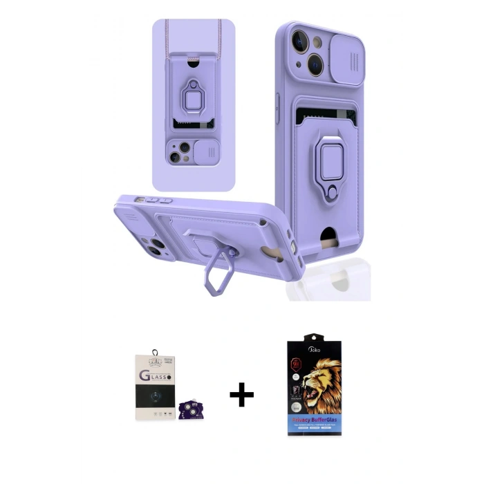 MARSİLYAN™- iPhone 15 Kılıf Vadi Form Prime - Siyah Buffer Hayalet Cam Ekran Koruyucu + Bilvis Titan Kamera Lens - YL