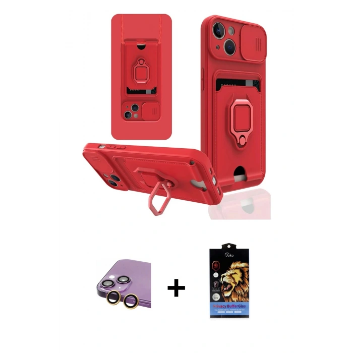 MARSİLYAN™- iPhone 15 Kılıf Vadi Form Prime - Siyah Buffer Hayalet Cam Ekran Koruyucu + Raze Metal Kamera Lens - SI