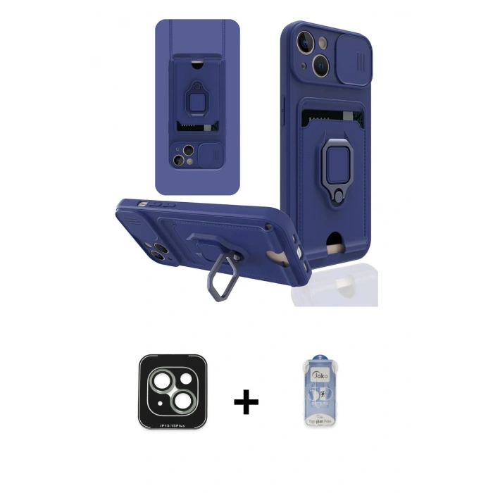 MARSİLYAN™- iPhone 15 Kılıf Vadi Form Prime - Siyah Joko Magic 5D Cam + PVD Metal Kamera Lens - YL