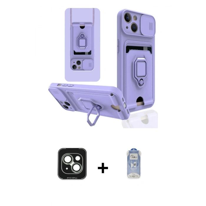 MARSİLYAN™- iPhone 15 Kılıf Vadi Form Prime - Siyah Joko Magic 5D Cam + PVD Metal Kamera Lens - YL