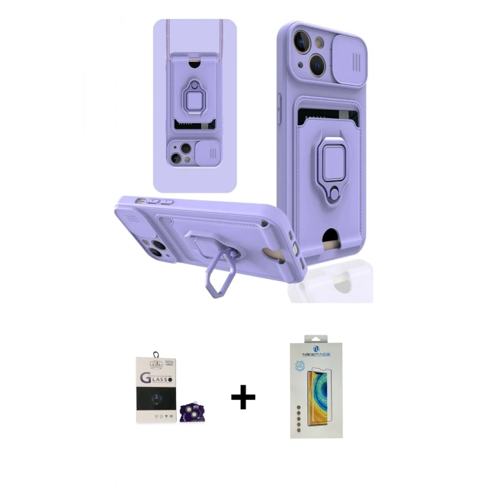 MARSİLYAN™- iPhone 15 Kılıf Vadi Form Prime - Siyah Polymer Nano Ekran Koruyucu + Bilvis Titan Kamera Lens - YL