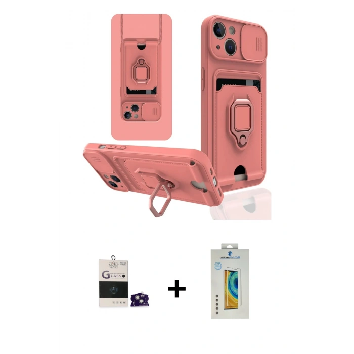 MARSİLYAN™- iPhone 15 Kılıf Vadi Form Prime - Siyah Polymer Nano Ekran Koruyucu + Bilvis Titan Kamera Lens - YL