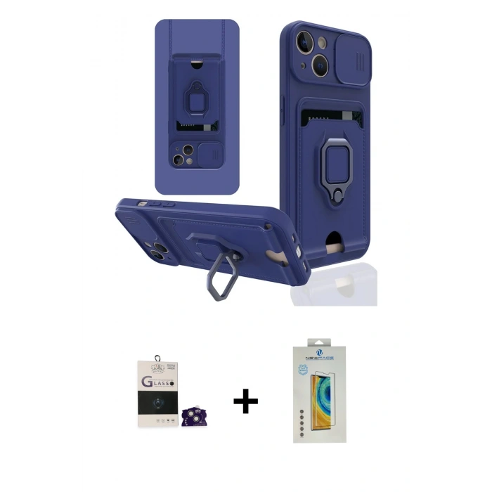MARSİLYAN™- iPhone 15 Kılıf Vadi Form Prime - Siyah Polymer Nano Ekran Koruyucu + Bilvis Titan Kamera Lens - YL