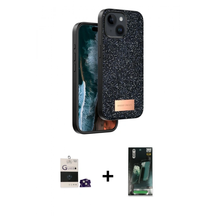 MARSİLYAN™- iPhone 15 Kılıf Vadi Klasik Serisi - Şeffaf 360 Full Body Arka Koruyucu + Bilvis Titan Kamera Lens - YL