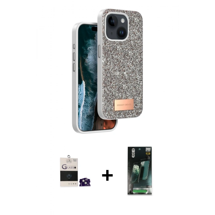 MARSİLYAN™- iPhone 15 Kılıf Vadi Klasik Serisi - Şeffaf 360 Full Body Arka Koruyucu + Bilvis Titan Kamera Lens - YL