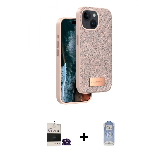 MARSİLYAN™- iPhone 15 Kılıf Vadi Klasik Serisi - Siyah Joko Magic 5D Cam + Bilvis Titan Kamera Lens - PE
