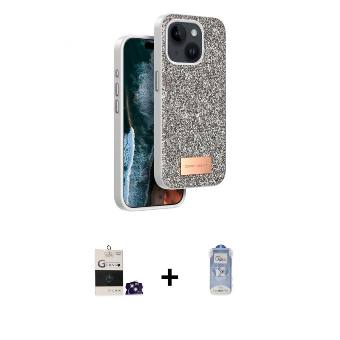 MARSİLYAN™- iPhone 15 Kılıf Vadi Klasik Serisi - Siyah Joko Magic 5D Cam + Bilvis Titan Kamera Lens - YL