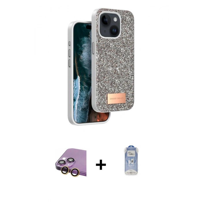 MARSİLYAN™- iPhone 15 Kılıf Vadi Klasik Serisi - Siyah Joko Magic 5D Cam + Raze Metal Kamera Lens - SI