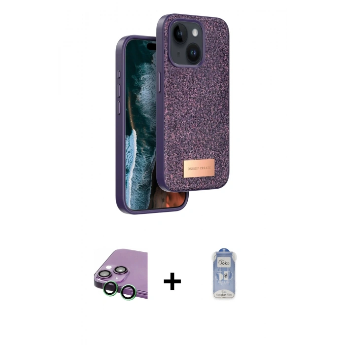 MARSİLYAN™- iPhone 15 Kılıf Vadi Klasik Serisi - Siyah Joko Magic 5D Cam + Raze Metal Kamera Lens - YL