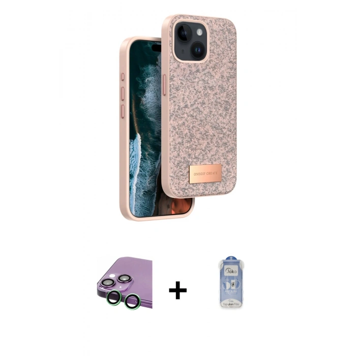 MARSİLYAN™- iPhone 15 Kılıf Vadi Klasik Serisi - Siyah Joko Magic 5D Cam + Raze Metal Kamera Lens - YL