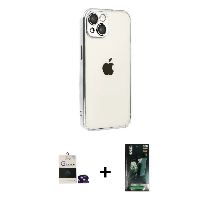 MARSİLYAN™- iPhone 15 Kılıf Vadi Minimal - Siyah 360 Mat Full Body Arka Koruyucu + Bilvis Titan Kamera Lens - YL