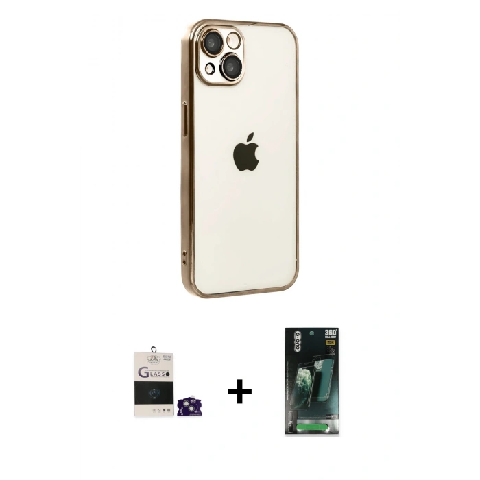 MARSİLYAN™- iPhone 15 Kılıf Vadi Minimal - Siyah 360 Mat Full Body Arka Koruyucu + Bilvis Titan Kamera Lens - YL