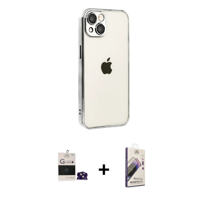 MARSİLYAN™- iPhone 15 Kılıf Vadi Minimal - Siyah Bilvis 3D Mat Cam Ekran Koruyucu + Pembe Bilvis Titan Kamera Lens