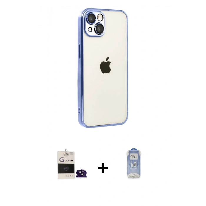 MARSİLYAN™- iPhone 15 Kılıf Vadi Minimal - Siyah Joko Magic 5D Cam + Bilvis Titan Kamera Lens - SH
