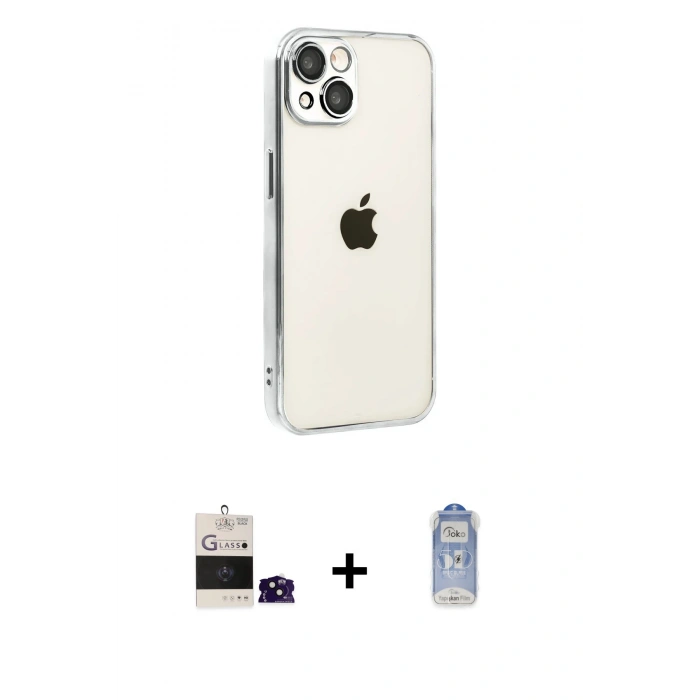 MARSİLYAN™- iPhone 15 Kılıf Vadi Minimal - Siyah Joko Magic 5D Cam + Bilvis Titan Kamera Lens - SH