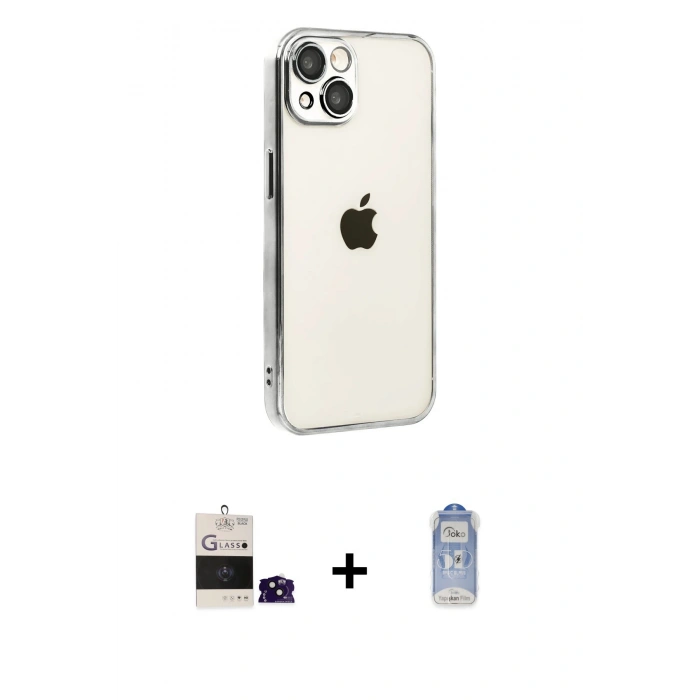 MARSİLYAN™- iPhone 15 Kılıf Vadi Minimal - Siyah Joko Magic 5D Cam + Bilvis Titan Kamera Lens - SH