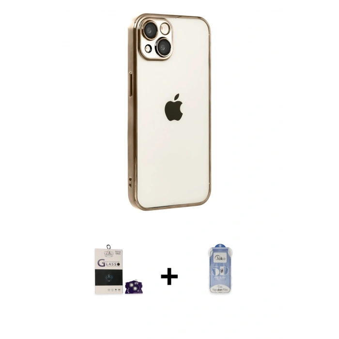 MARSİLYAN™- iPhone 15 Kılıf Vadi Minimal - Siyah Joko Magic 5D Cam + Bilvis Titan Kamera Lens - YL