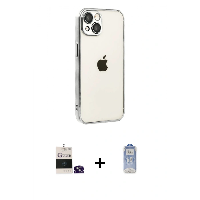 MARSİLYAN™- iPhone 15 Kılıf Vadi Minimal - Siyah Joko Magic 5D Cam + Bilvis Titan Kamera Lens - YL