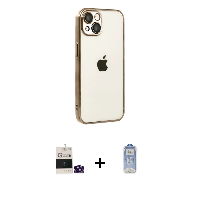 MARSİLYAN™- iPhone 15 Kılıf Vadi Minimal - Siyah Joko Magic 5D Cam + Bilvis Titan Kamera Lens - PE