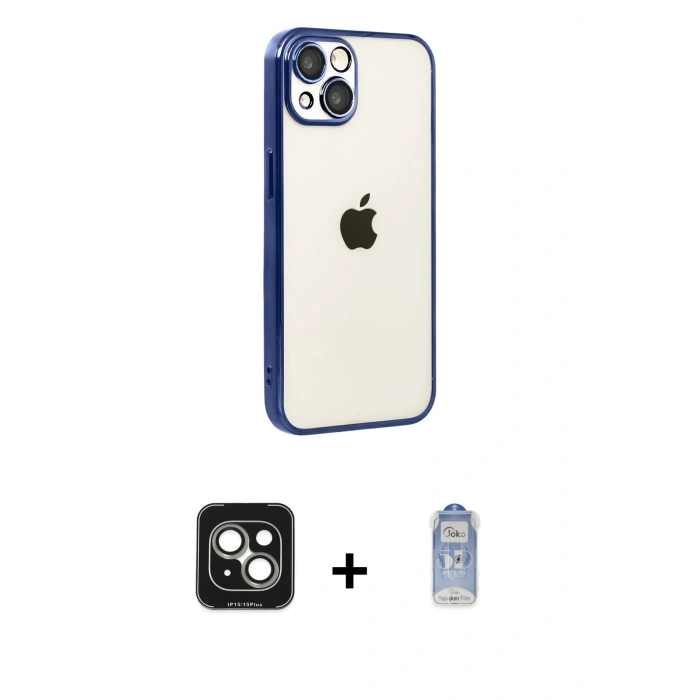 MARSİLYAN™- iPhone 15 Kılıf Vadi Minimal - Siyah Joko Magic 5D Cam + PVD Metal Kamera Lens - YL