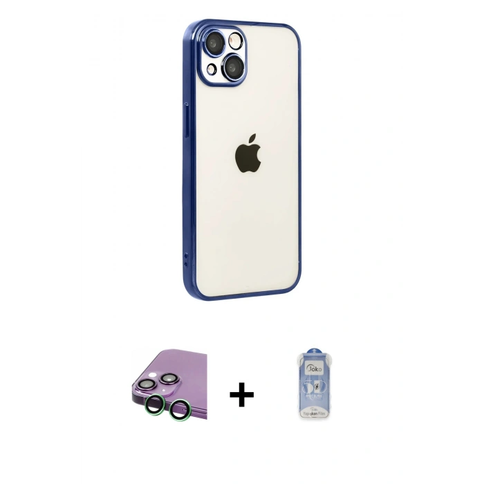 MARSİLYAN™- iPhone 15 Kılıf Vadi Minimal - Siyah Joko Magic 5D Cam + Raze Metal Kamera Lens - YL