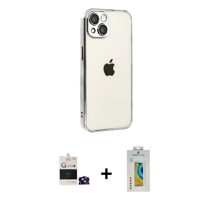 MARSİLYAN™- iPhone 15 Kılıf Vadi Minimal - Siyah Polymer Nano Ekran Koruyucu + Bilvis Titan Kamera Lens - YL