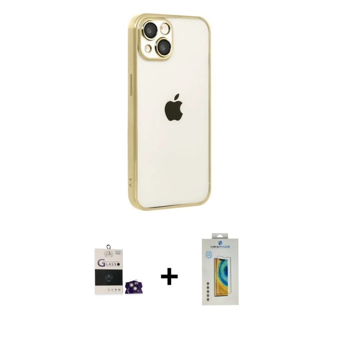 MARSİLYAN™- iPhone 15 Kılıf Vadi Minimal - Siyah Polymer Nano Ekran Koruyucu + Bilvis Titan Kamera Lens - YL