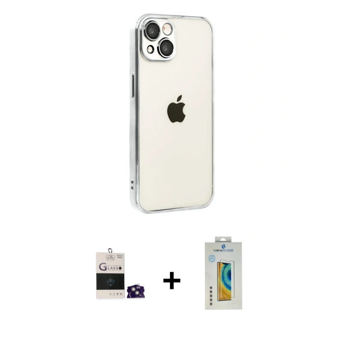 MARSİLYAN™- iPhone 15 Kılıf Vadi Minimal - Siyah Polymer Nano Ekran Koruyucu + Bilvis Titan Kamera Lens - YL