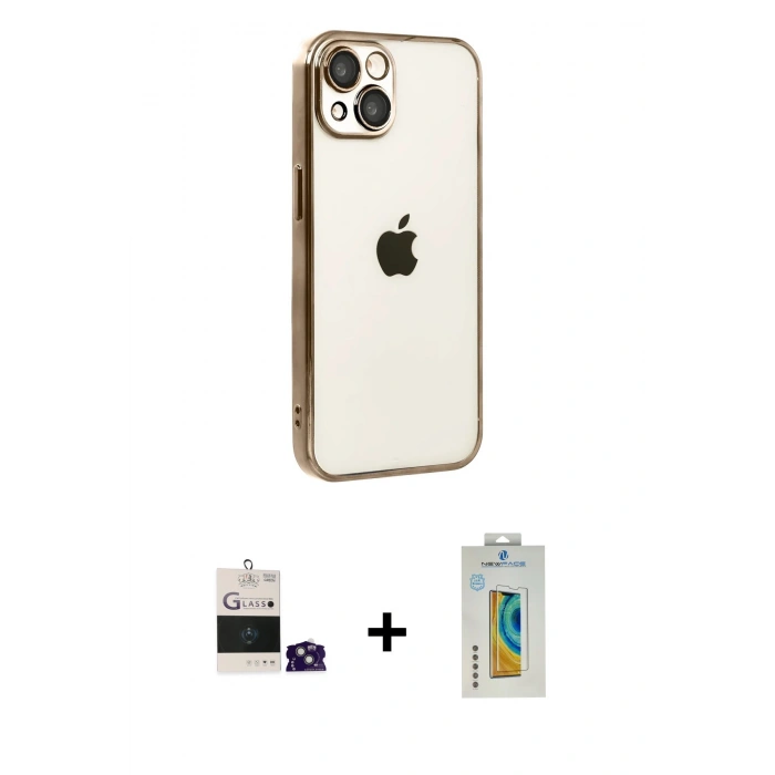 MARSİLYAN™- iPhone 15 Kılıf Vadi Minimal - Siyah Polymer Nano Ekran Koruyucu + Bilvis Titan Kamera Lens - YL
