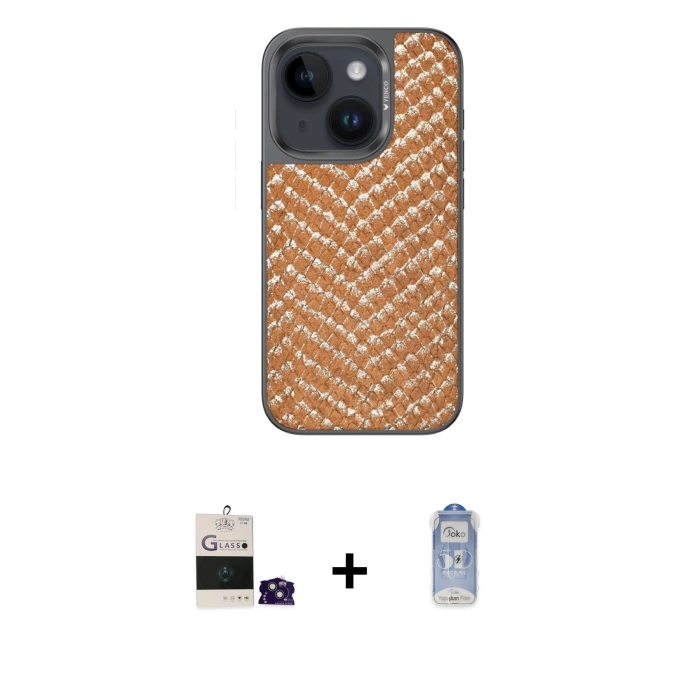 MARSİLYAN™- iPhone 15 Kılıf Vadi Özel Seri - Siyah Joko Magic 5D Cam + Bilvis Titan Kamera Lens - PE