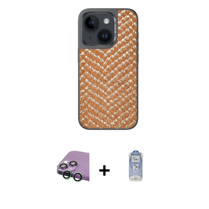 MARSİLYAN™- iPhone 15 Kılıf Vadi Özel Seri - Siyah Joko Magic 5D Cam + Raze Metal Kamera Lens - YL