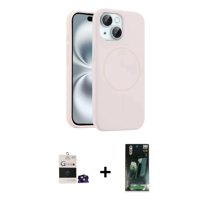 MARSİLYAN™- iPhone 15 Kılıf Yankı Form Serisi - Siyah 360 Mat Full Body Arka Koruyucu + Bilvis Titan Kamera Lens - YL