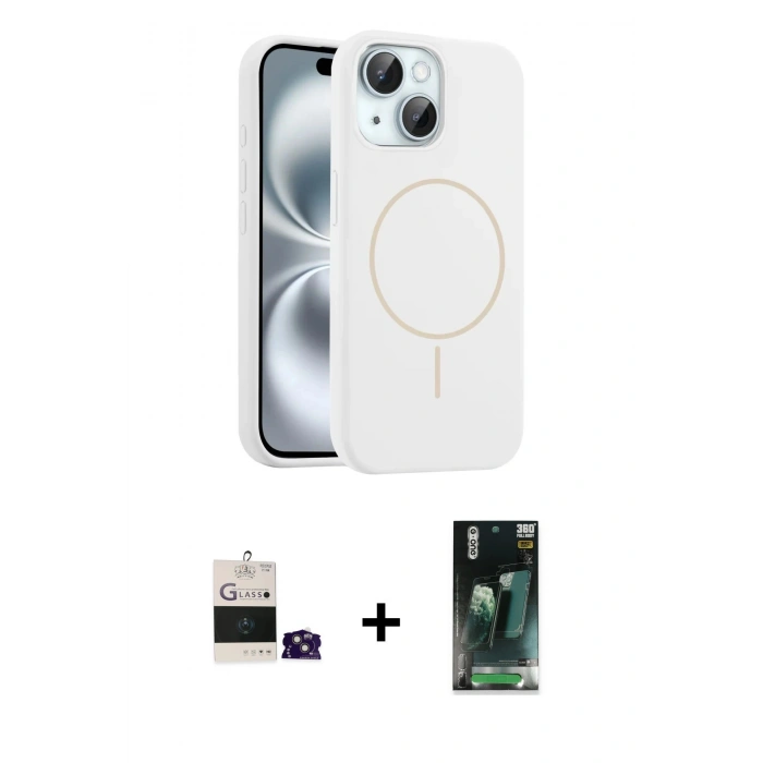 MARSİLYAN™- iPhone 15 Kılıf Yankı Form Serisi - Siyah 360 Mat Full Body Arka Koruyucu + Bilvis Titan Kamera Lens - PE
