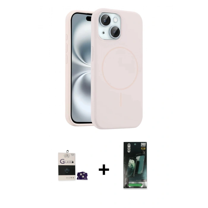 MARSİLYAN™- iPhone 15 Kılıf Yankı Form Serisi - Siyah 360 Mat Full Body Arka Koruyucu + Bilvis Titan Kamera Lens - PE