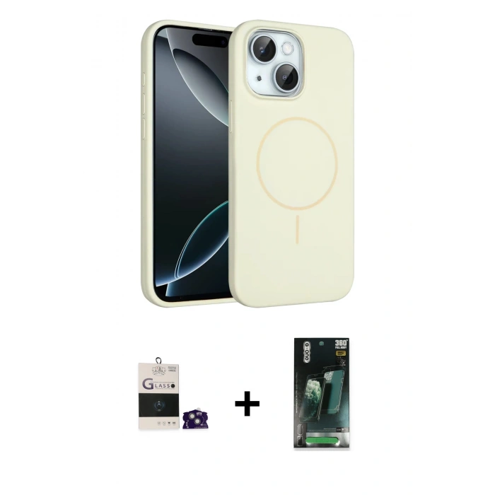 MARSİLYAN™- iPhone 15 Kılıf Yankı Form Serisi - Siyah 360 Mat Full Body Arka Koruyucu + Bilvis Titan Kamera Lens - YL