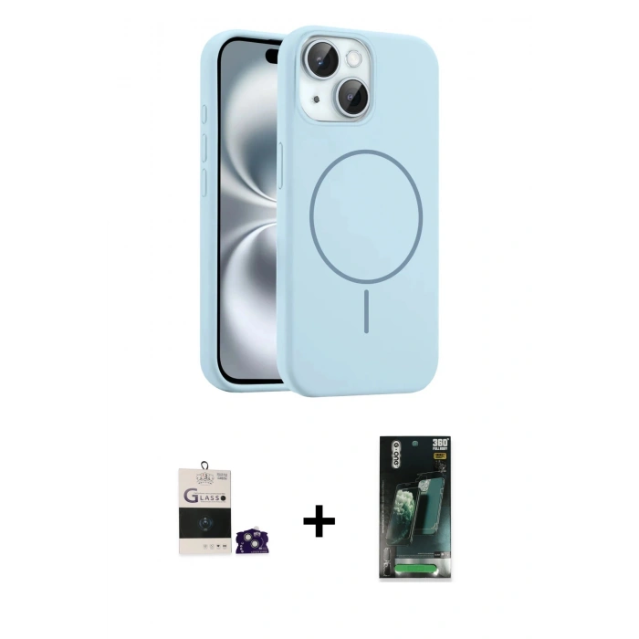 MARSİLYAN™- iPhone 15 Kılıf Yankı Form Serisi - Siyah 360 Mat Full Body Arka Koruyucu + Bilvis Titan Kamera Lens - YL