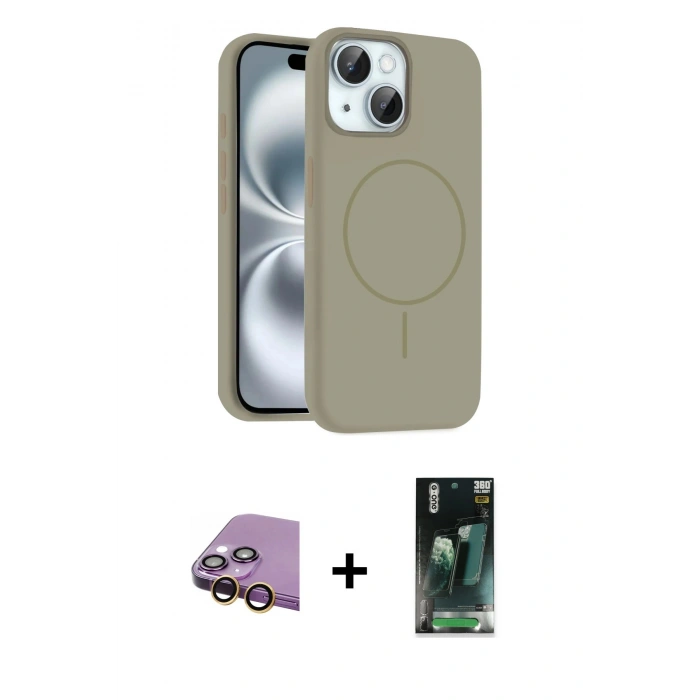 MARSİLYAN™- iPhone 15 Kılıf Yankı Form Serisi - Siyah 360 Mat Full Body Arka Koruyucu + Raze Metal Kamera Lens - SI