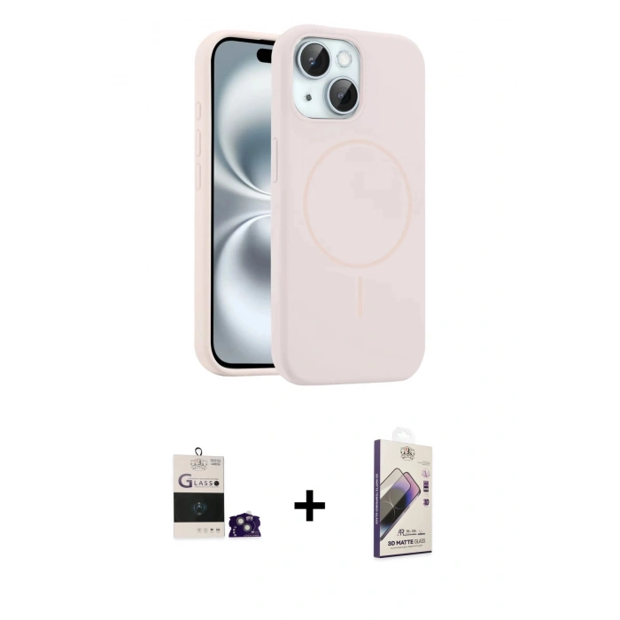 MARSİLYAN™- iPhone 15 Kılıf Yankı Form Serisi - Siyah Bilvis 3D Mat Cam Ekran Koruyucu + Bilvis Titan Kamera Lens - YL
